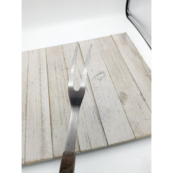 Vintage Flint Arrowhead Stainless USA Serving Meat Fork 17 1/2" Wooden Handle US - Picture 7 of 7